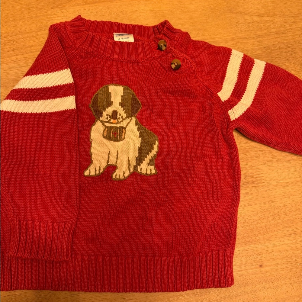 Gymboree dog printed Red Knit Sweater